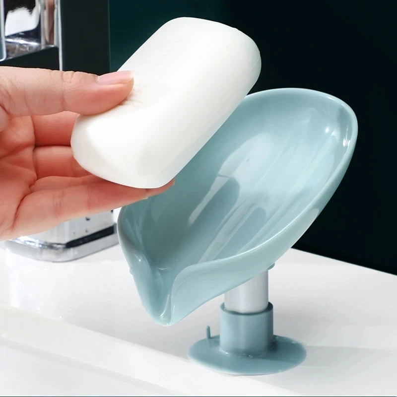 2pcs Drain Soap Holder Leaf Shape Soap Box Suction Cup Tray Drying Rack for Shower Sponge Container Kitchen Bathroom Accessories