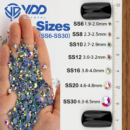 VDD Hotfix SS6-SS30 Mix Size Top Quality Glass Rhinestones Crystal Flatback Glitter Stones For Clothes Wedding Dress Decorations