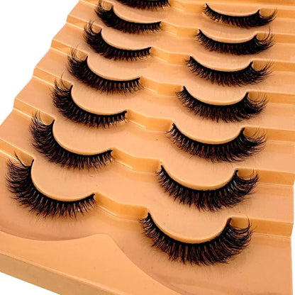 New 7 Pairs Lashes 3D Mink Fluffy Eyelashes Short Lasting Thick Wispy Natural Lashes Dramatic Volume Lashes Extension Thick Long