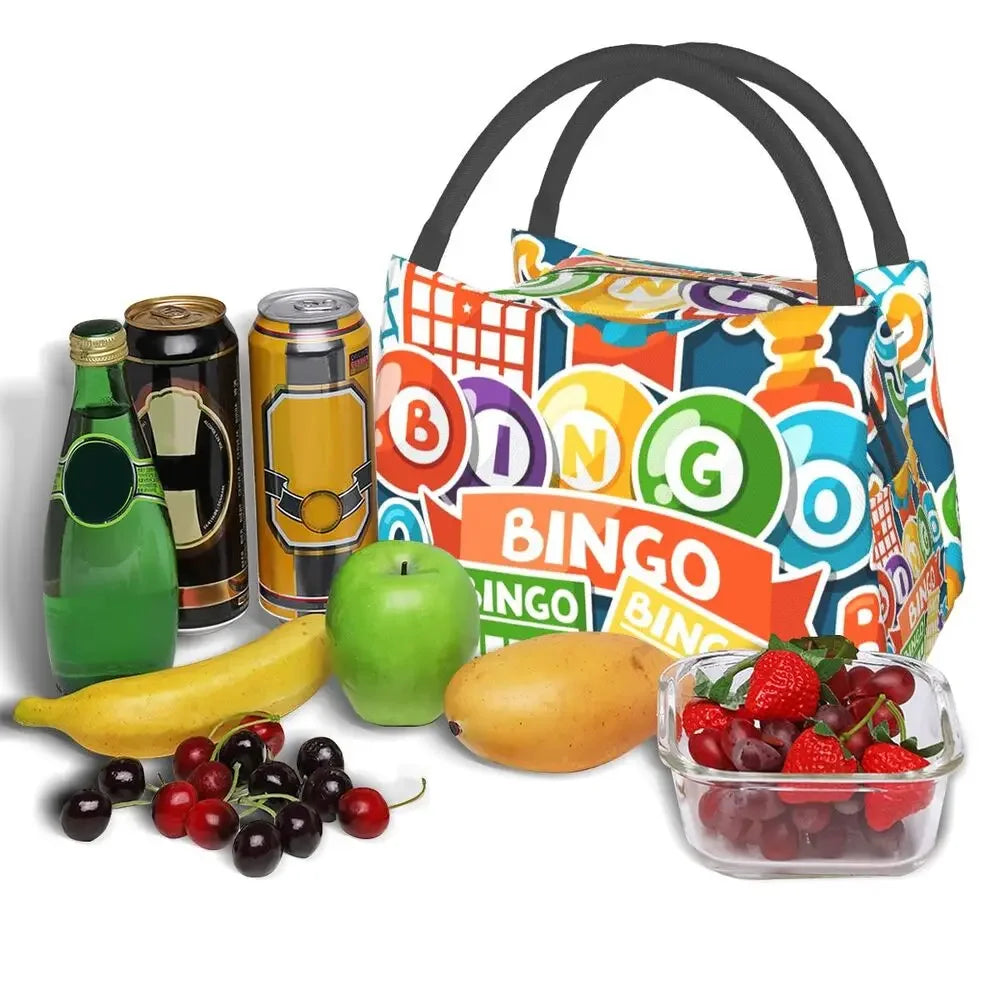 I Love Bingo Game Insulated Lunch Bags for School Office Waterproof Cooler Thermal Lunch Box Women lunchbag