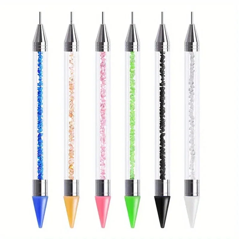 Nails Art Brush For Manicure Double Head Point drill pen Dot Painting Point Pen Rhinestone Picker Wax Pencil Crystal Handle Tool