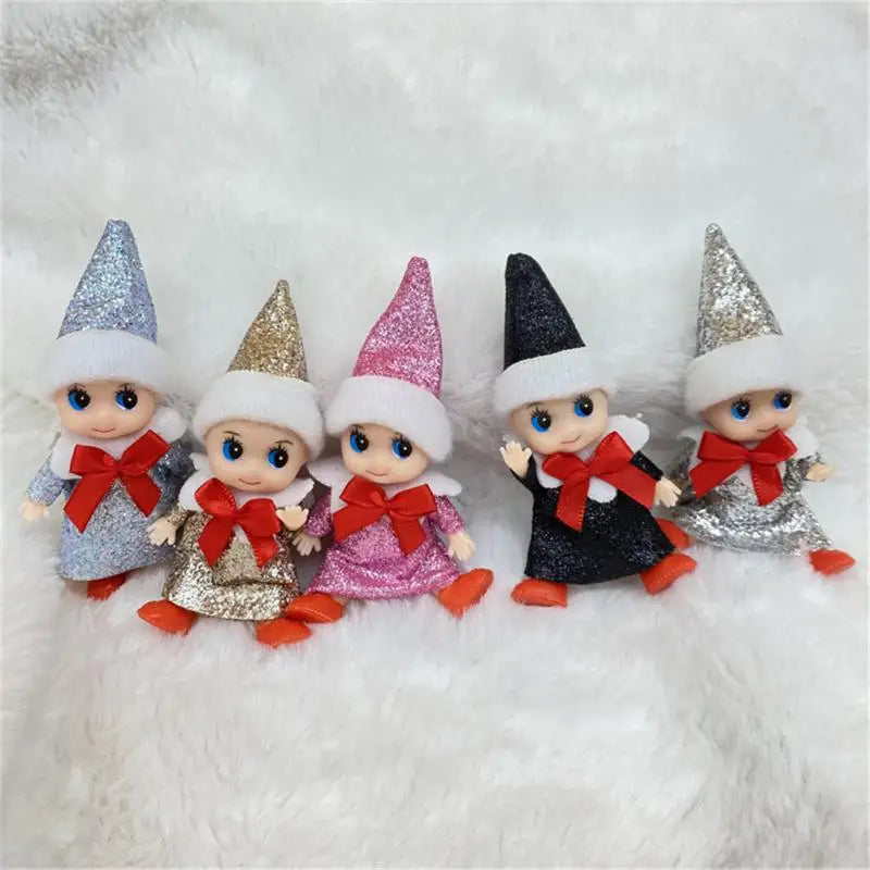 Christmas Baby Elf Dolls Kawaii Mini Babies Elf Dolls Set Plush Toys Accessories Festive Party Christmas Toys Gift for Kid Child