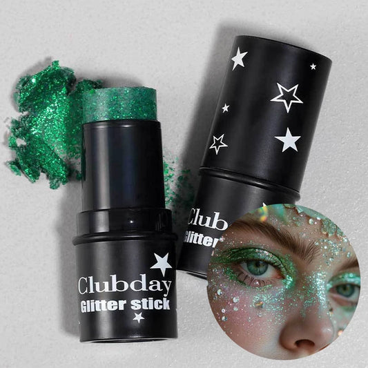 Green Sequins Glitter Gel Stick Multi-purpose Nail Hair Face Body Glitter Balm Flash Loose Sequins Cream Festival Stage Makeup