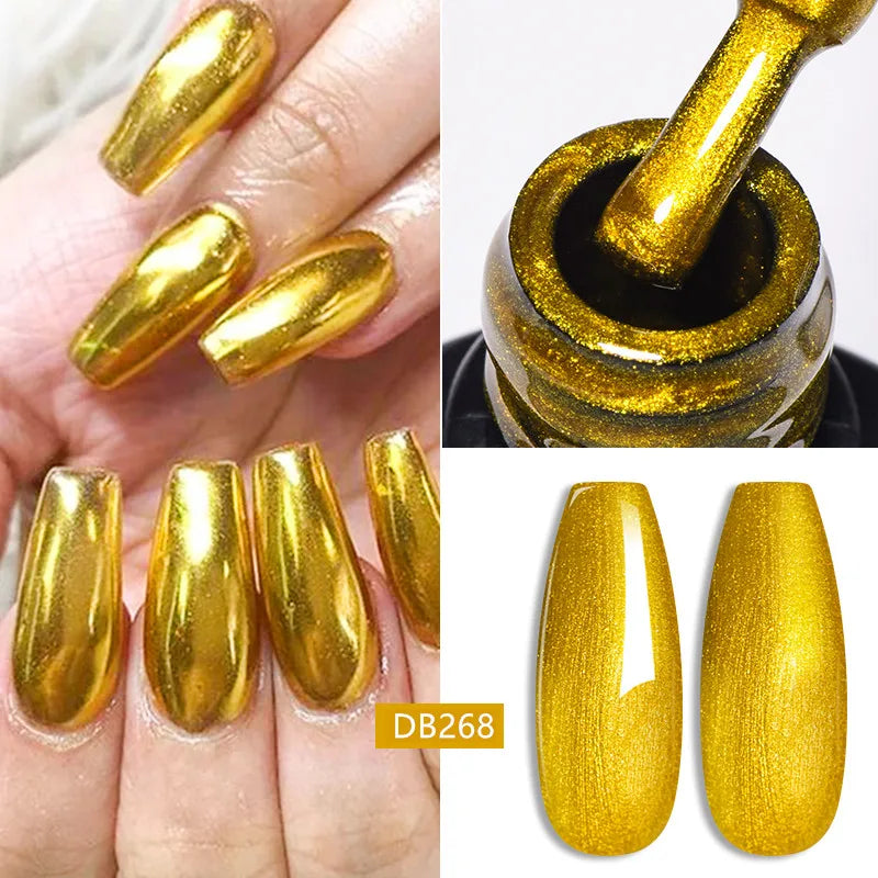 6Pcs Metallic Gel Nail Polish Set Mirror Metal Color Gel Polish Semi Permanent Varnish Soak Off UV LED Gel Nail Art Manicure