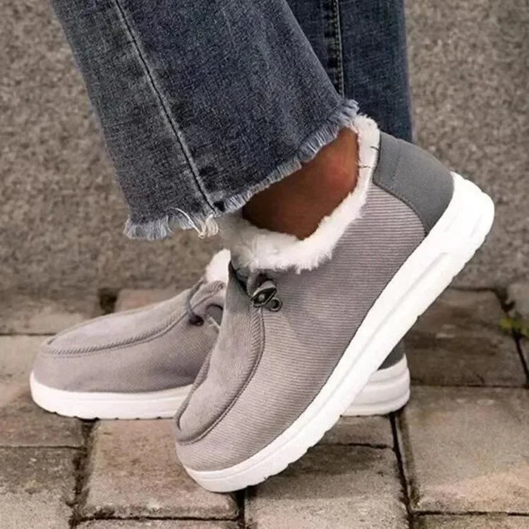 Women Warm Loafers Winter New Plush Ankle Snow Boots Flats Female Casual Cotton Shoes Ladies Solid Round Toe Sports Shoes