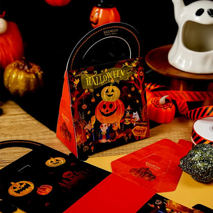 2Pcs Halloween Kraft Paper Portable Gift Bag Candy Packaging Bag With Handle Sealed Box Business Handbag Packaging Bag