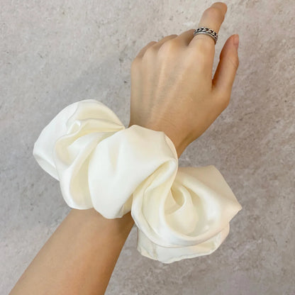 Fashion Oversized Silk Scrunchies for Women Korean Chiffon Elastic Hair Ties Ponytail Holder Headwear Chouchou Cheveux Femme