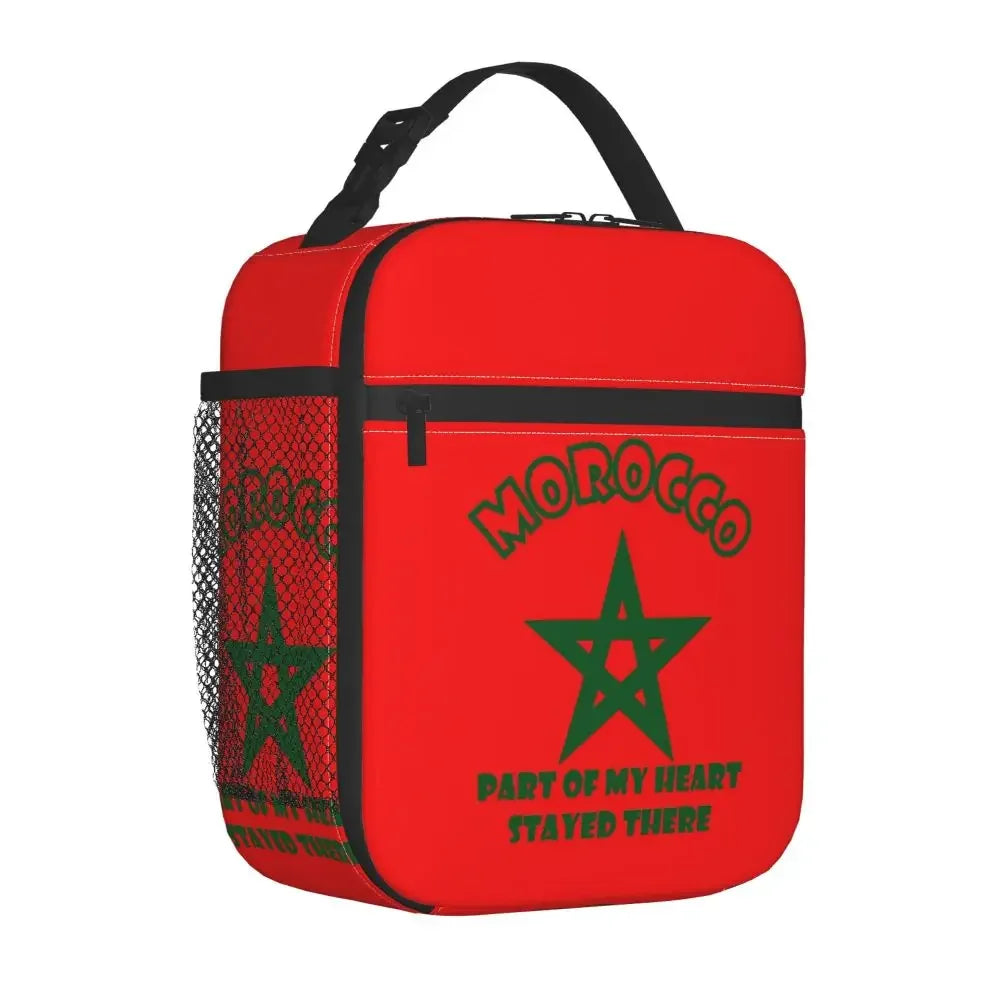 The Flag Of Morocco Thermal Insulated Lunch Bag Women Resuable Lunch Tote for School Office Outdoor Multifunction Food Box