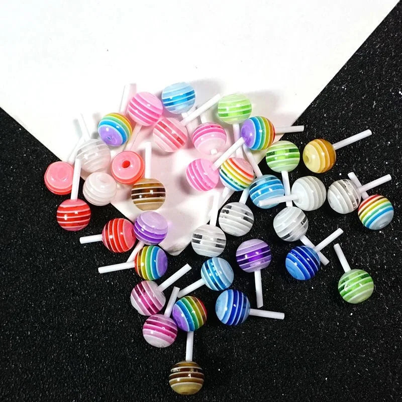 50pcs Miniature Lollipop/ 1:12 kawaii charm for Nails, Crafts, Jewelry/ Cute 3D Studs Charms Jewelry, 3D Lollipop Charms