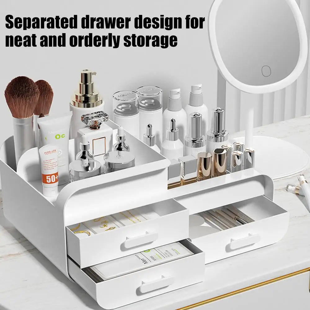 1pc White New Drawer Makeup Storage Box Dormitory Finishing Plastic Shelf Cosmetics Skin Care Dressing Table Desktop