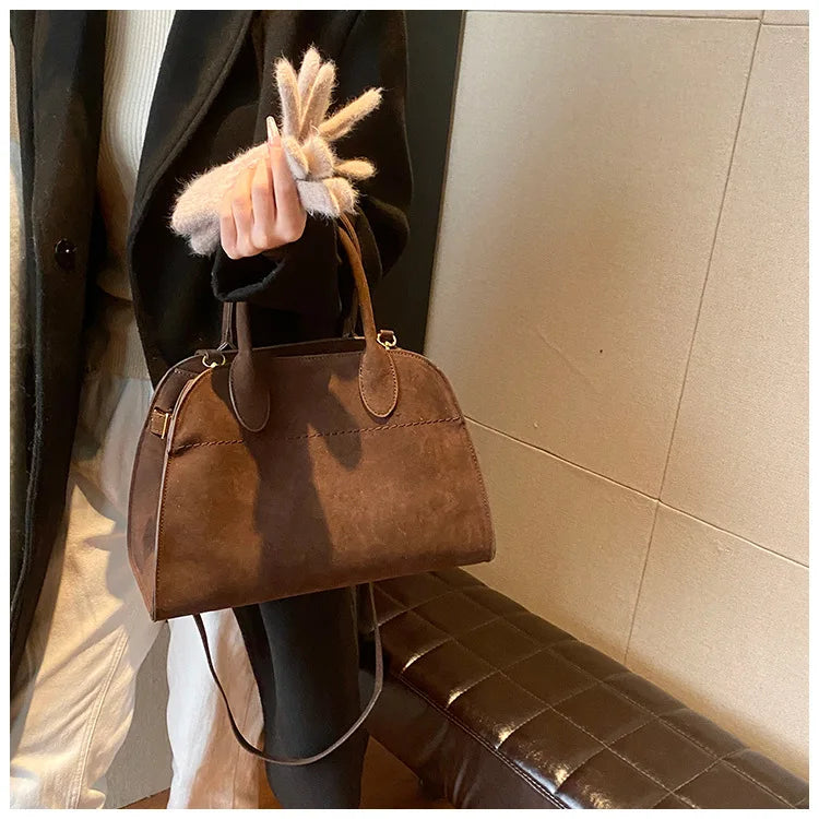 Ladies' Top-handle Bag High-end Feel Niche Design Large Capacity Vintage Commute Handbag For Autumn/winter Season