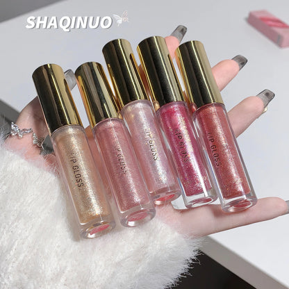 Glitter Liquid Lipstick Shimmer Metallic Clear Mirror Lip Gloss Plumping Oil Moisture Shine Lip Tint Sparkling Diamond Lip Oil