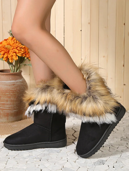 Cotton shoes women's winter boots 2023 new snow boots women plus fleece thickened warm 100 flat short boots women non-slip