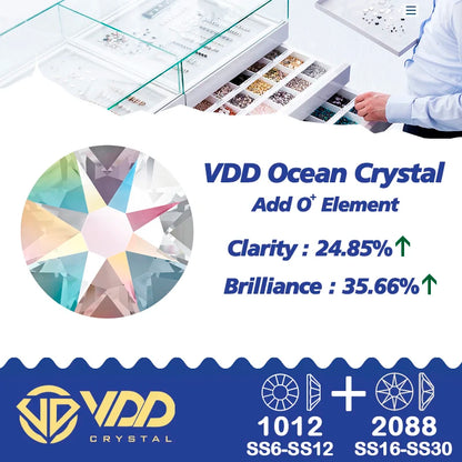 VDD Mix Size SS6-SS30 High Quality Glass 2088 Rhinestones Crystal Gold Flatback Strass Stones For Nail Art Crafts DIY Decoration