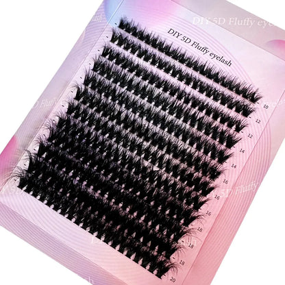 240Ps DIY 5D Fluffy Lash Clusters 80D Thick Eyelash Clusters CC Curl Wispy Individual Lashes 10-20mm Cluster Eyelash Extensions