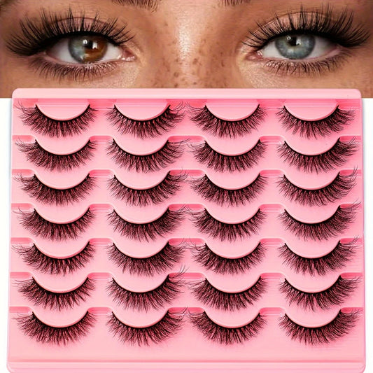 14 Pairs Cat Eye False Mink Lashes Thick Wispy Fluffy Eye Lashes Natural Look Volume Fake Eyelashes eye makeup tool