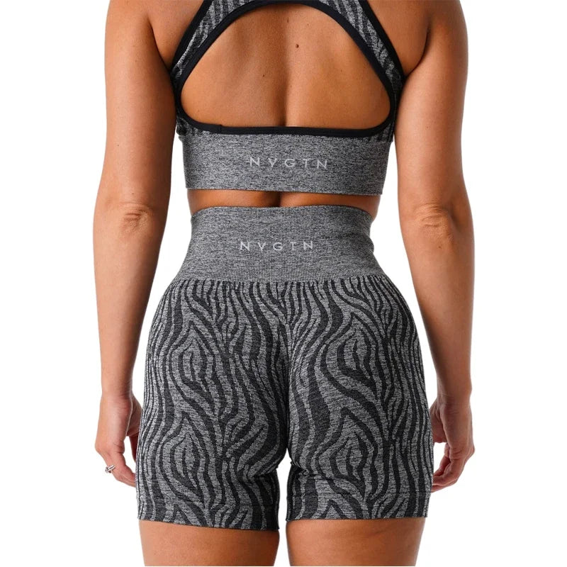 Nvgtn Wild Thing Zebra Seamless Shorts Spandex Shorts Women Fitness Elastic Breathable Hip-lifting Leisure Sports Running Shorts