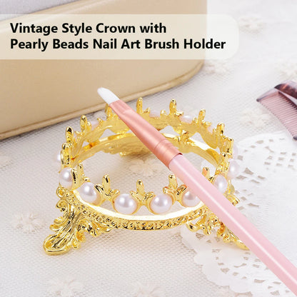 Crown Design Nail Art Brush Holder Set Pen Displayer Stand Tools Acrylic UV Gel  Rest for  Decorations