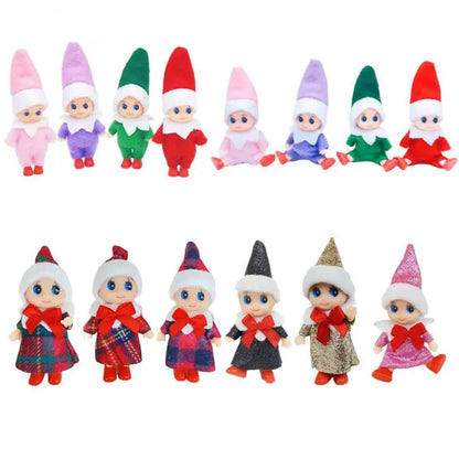 Christmas Baby Elf Dolls Kawaii Mini Babies Elf Dolls Set Plush Toys Accessories Festive Party Christmas Toys Gift for Kid Child