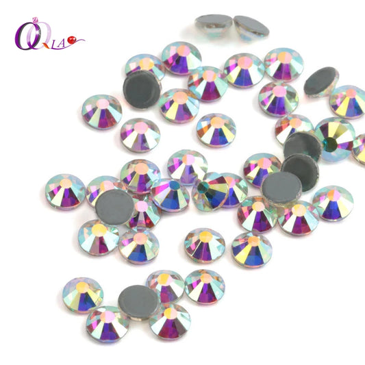 QIAO SS3-SS50 Hotfix Rhinestones For Clothes High Quality Crystal AB Iron On Strass Nail Glass Stone DIY boots стразы для одежды