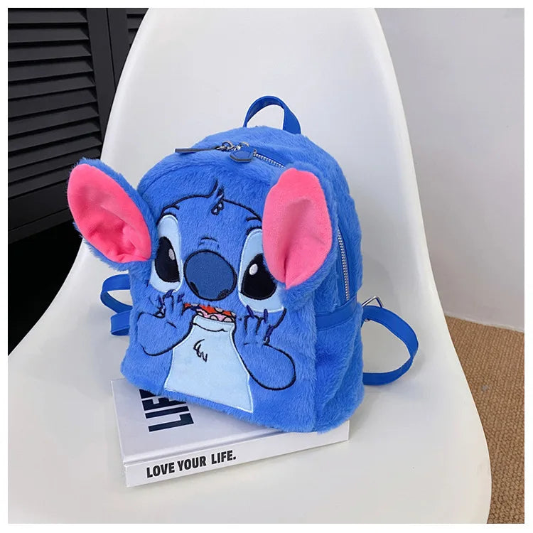 Disney New Stitch Plush Backpack Cartoon Fashion 3D Mini Women's Backpack Large Capacity Cute Children's Schoolbag High Quality