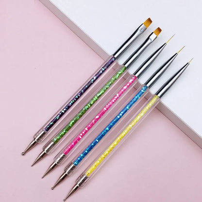 15Pcs/Set Nail Art Brush Ombre Brushes UV Gel Nail Polish Brush Painting Drawing Carving Pen Set For Manicure DIY Design Tools