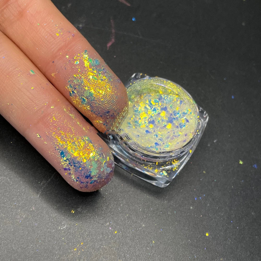 1Box Aurora Glitter Opal Flakes Nail Powder Holographic Sequins Iridescent Rub Dust Mermaid Chameleon Flakes Manicure Decoration