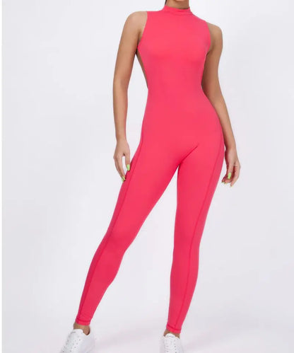 Women One-piece Back-V Sport Yoga Jumpsuit Workout Clothes for Women Sportwear Bodycon Outfit Fitness Gym Suit Workout Tracksuit