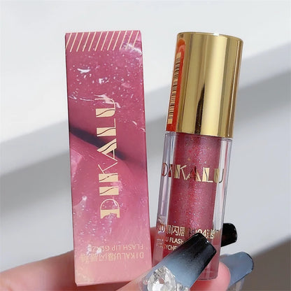 Glitter Liquid Lipstick Shimmer Metallic Clear Mirror Lip Gloss Plumping Oil Moisture Shine Lip Tint Sparkling Diamond Lip Oil