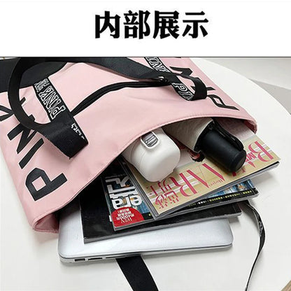 Literary Nylon Tote Bag For Women Large Capacity Shoulder Bag Fashion Letter Strap Handbags Large Capacity Tote Bag