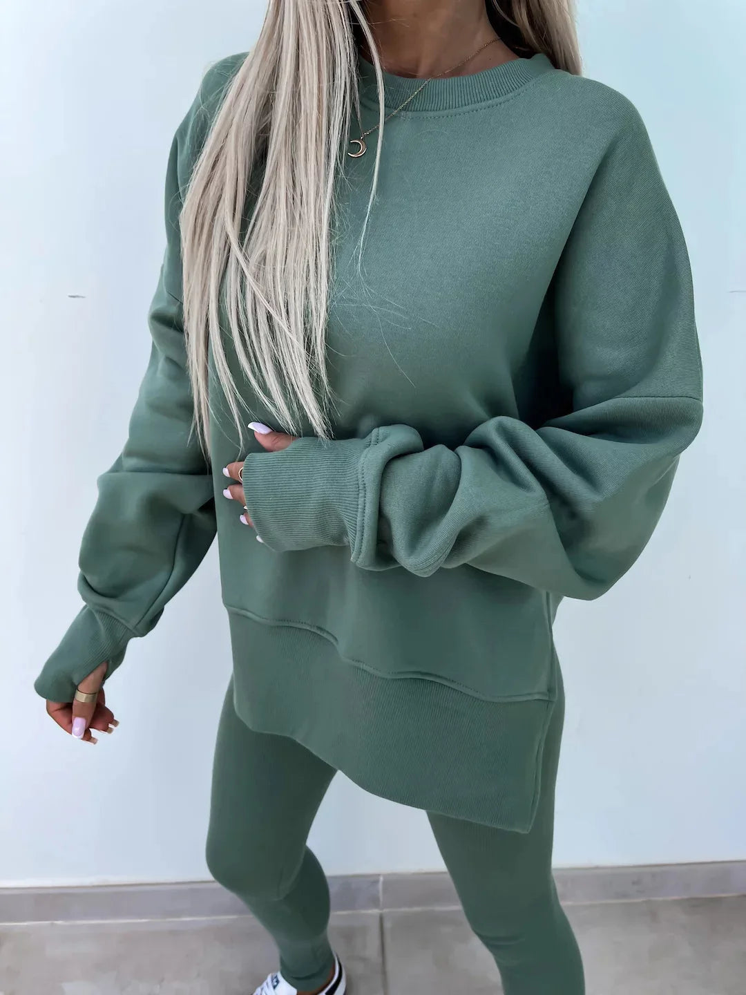 Womens 2 Piece Sweatsuits Set Long Sleeve O Neck Pullover Sweatshirt Joggers Sweatpants Autumn Winter Outfits Tracksuit