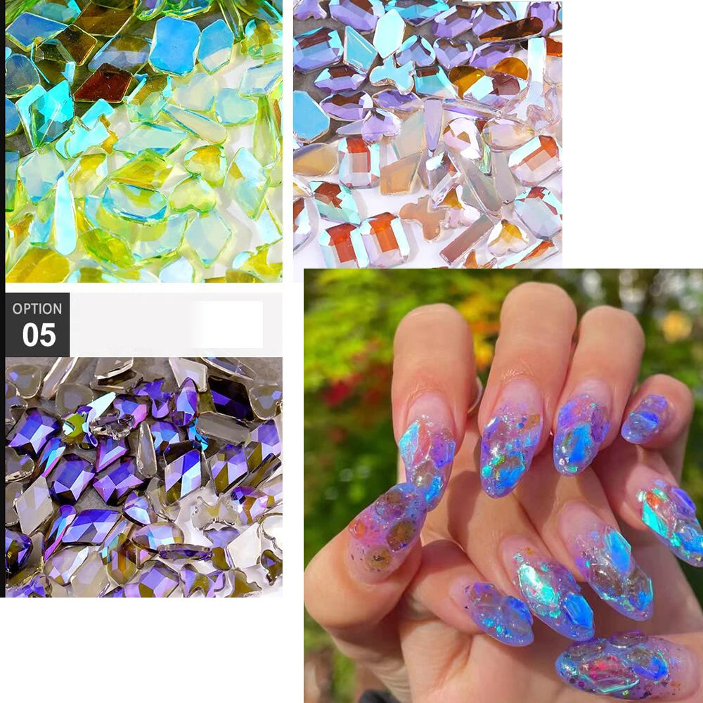 Nail Art Ice Clear Stone Mix Ice Stone Mix 100pcs Gel Nail Ingredients Large Capacity Pack 100PCS Clear Ice Mix Stone