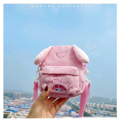 Kawaii Sanrio Plush Bag My Melody Kuromi Cartoon Animal Handbag Cute Cinnamoroll Storage Tote Bags Women Girls Birthday Gifts