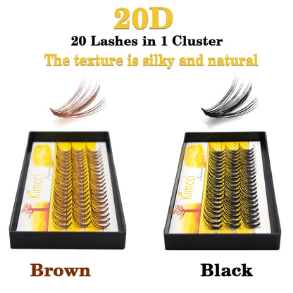 Super Bundles 3D Mink Individual Eyelash Extension False 20D BROWN / BLACK Volume Cluster Lashes Natural Faux Makeup Eyelashes