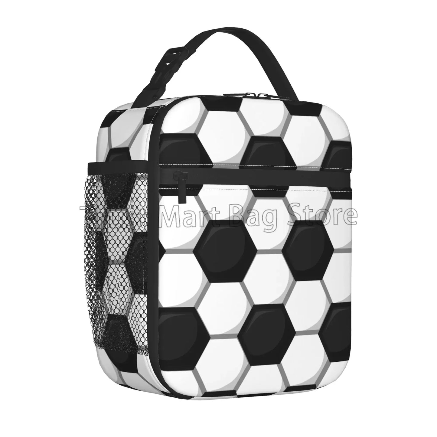 Soccer Insulated Lunch Bags Cooler Tote Organizer Bags Reusable Lunch Box for Women Girls Boys School Work Picnic Camping Travel