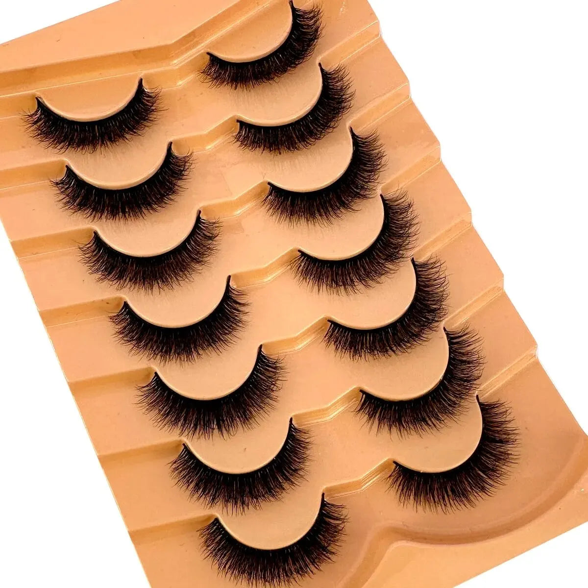 New 7 Pairs Lashes 3D Mink Fluffy Eyelashes Short Lasting Thick Wispy Natural Lashes Dramatic Volume Lashes Extension Thick Long