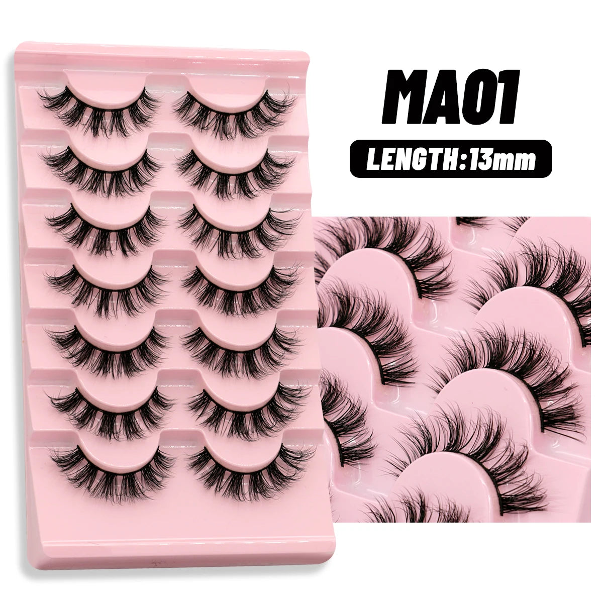 GROINNEYA 5/7 pairs Eyelashes  Manga Lashes  Natural False Lashes Fluffy Soft Cross  Fairy Little Devil Lashes Extension Makeup