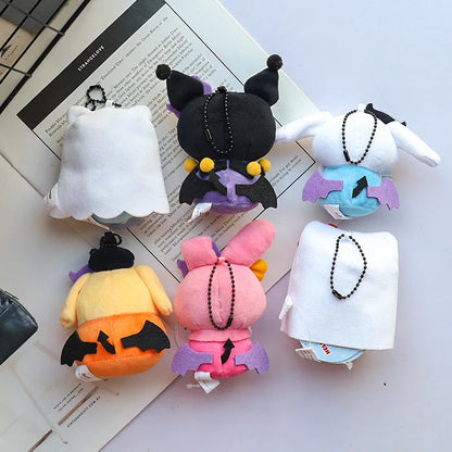 Hellokitty Halloween Doll Cinnamoroll Kuromi Kawaii Ghost Plush Toy Key Pendant Bag Accessories Birthday Gifts Halloween Toys