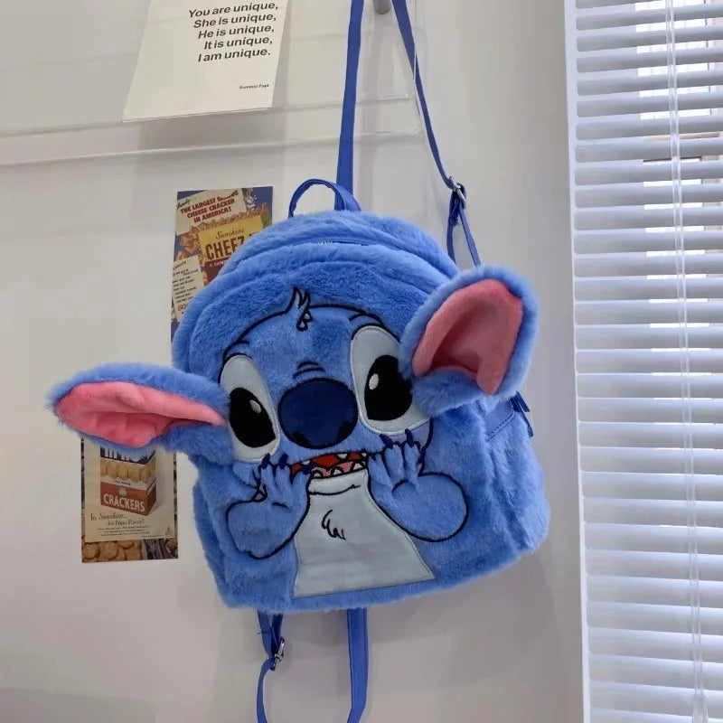 Disney New Stitch Plush Backpack Cartoon Fashion 3D Mini Women's Backpack Large Capacity Cute Children's Schoolbag High Quality