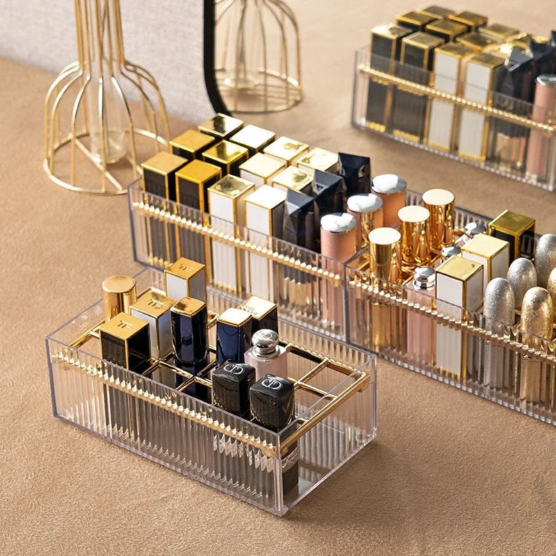 18-grids Luxury Lipstick Storage Box Transparent Portable Makeup Holder Plastic High-capacity Cosmetics Case Desktop Organizer