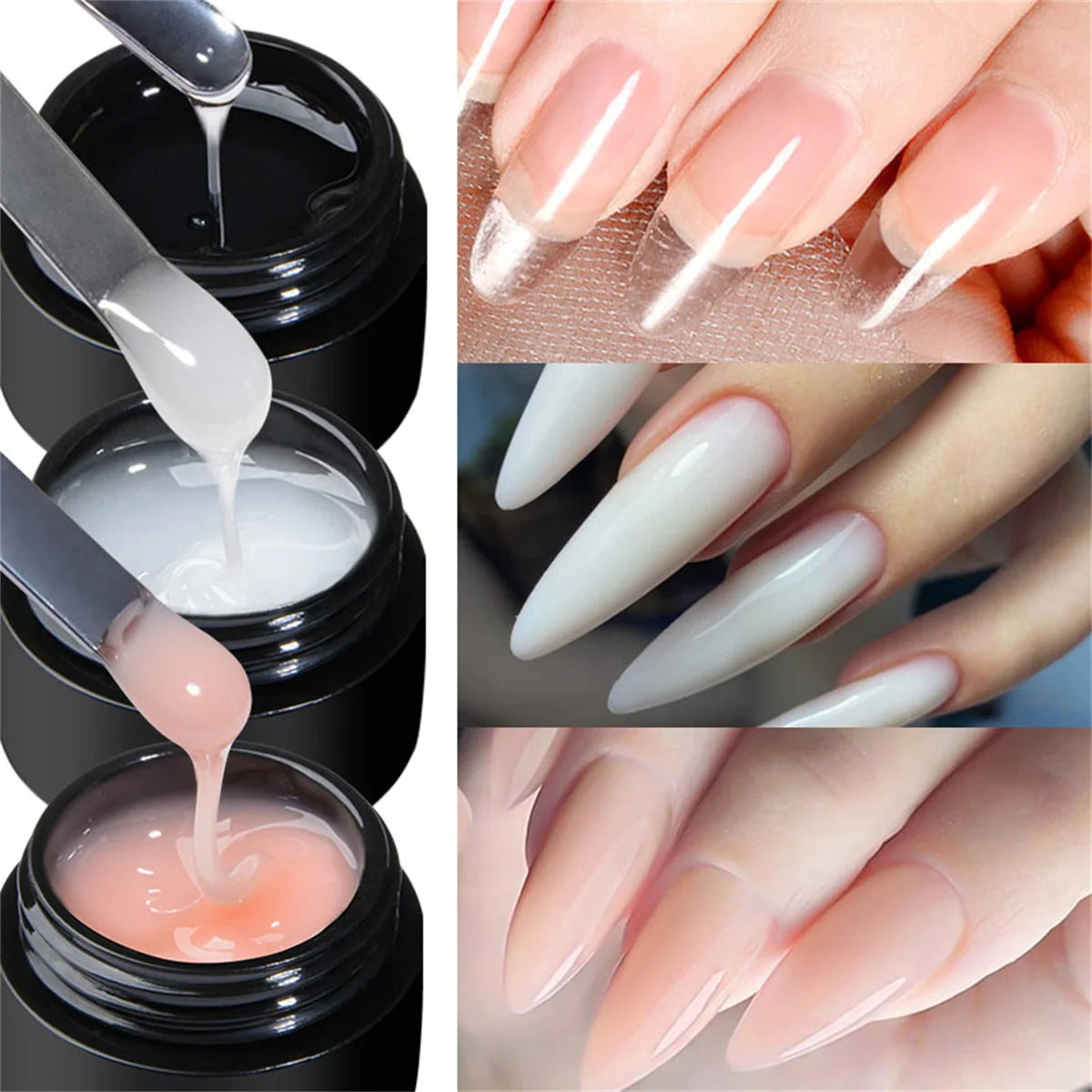 6pcs Gel Extension Nail Kit Quick Building Nail Extension Gel Polish Set 8ml Nude Pink UV Construction Gel For Nail Extensions