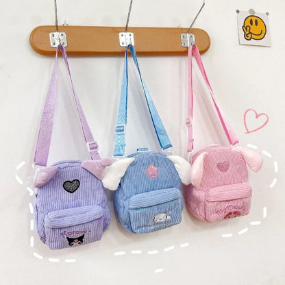 Kawaii Sanrio Plush Bag My Melody Kuromi Cartoon Animal Handbag Cute Cinnamoroll Storage Tote Bags Women Girls Birthday Gifts