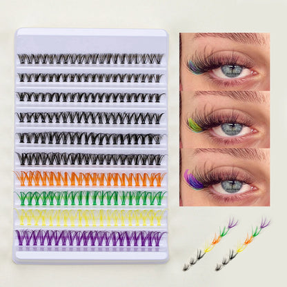 Colored Cluster Lashes 200 Pcs DIY Eyelash Extension Multi Colors Mix Lash Clusters 8-16mm Individual Lashes Cluster Reusable