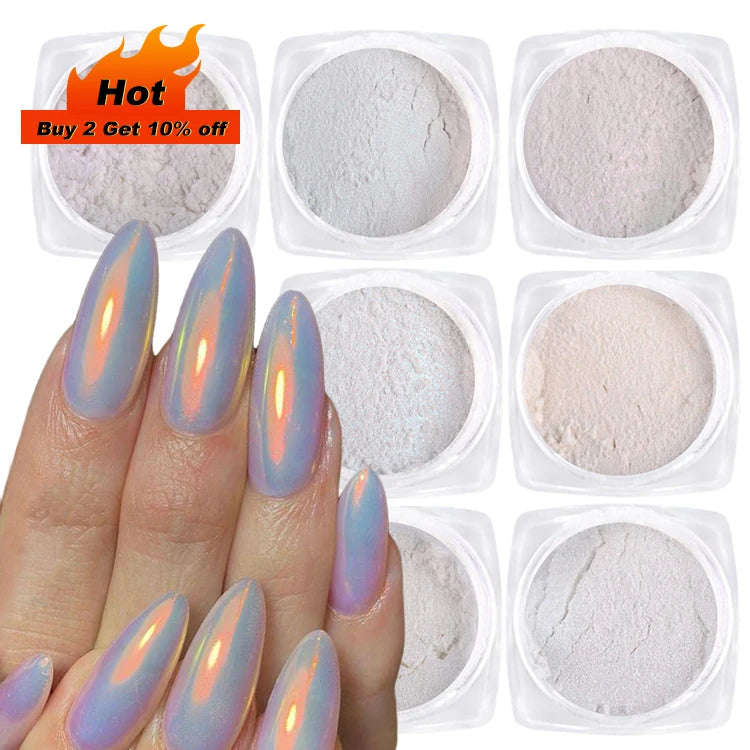 Metallic Chrome Powder Nails Glitter Gold Silver Mirror Rubbing Pigments Flakes Dust Shiny Magic Effect Nail Accessories LAC001