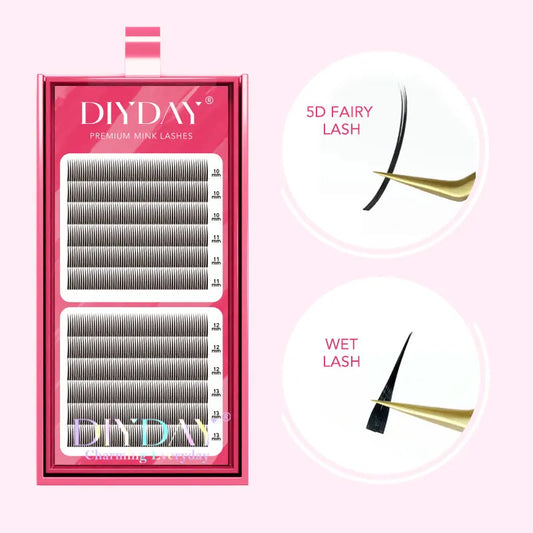 DIYDAY 5D Fairy Eyelash Extensions Spikes Wet Lashes Cluster Premade Fans 5D Flora Mink False Eyelashes for Makeup