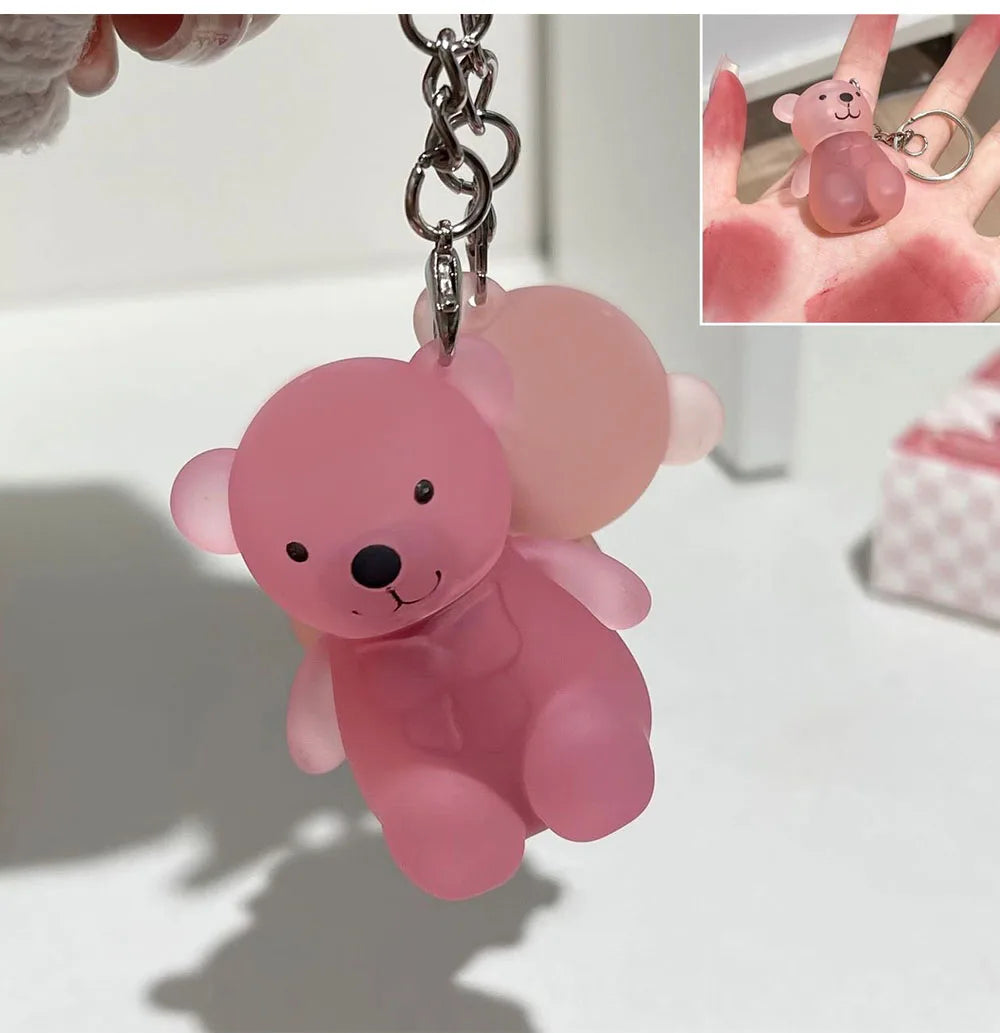 Cute Bear Keychain Lip Mud Matte Velvet Mousse Grey Pink Lipstick Waterproof Long Lasting Non-Stick Cup LipGloss Korean Cosmetic