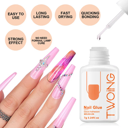 7g Super Strong Nail Glue For False Nail Tips, Acrylic Nails,Press On Nails,Fake Nails Art Decoration Lasting Adhesion