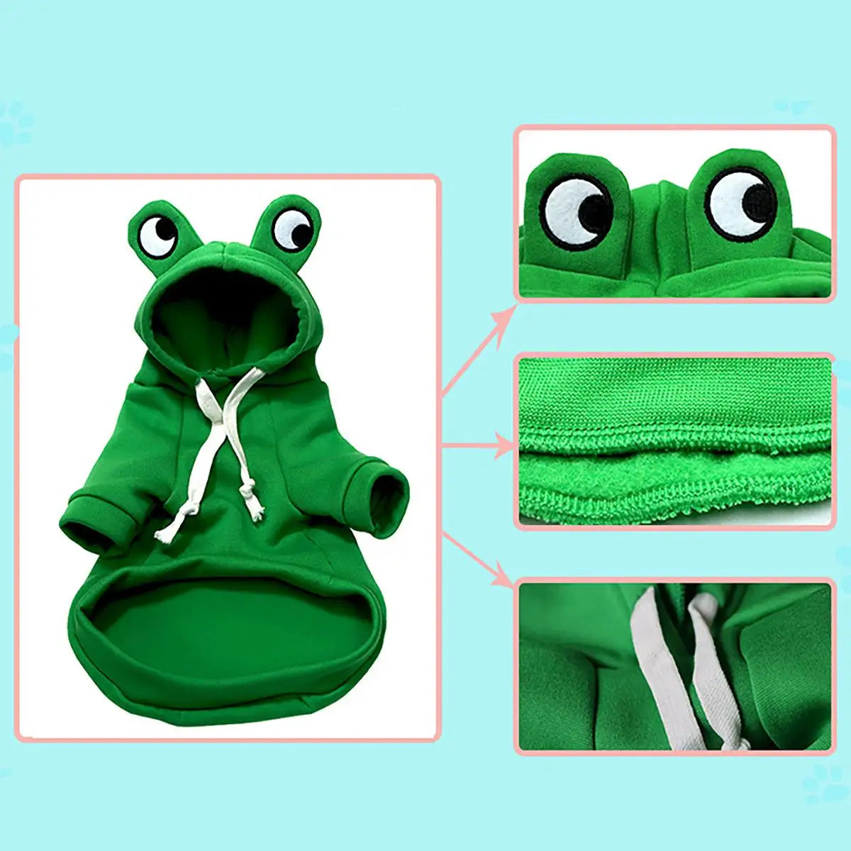 Cute Dog Hoodie Frog Shape Dog Coats Pet Halloween Cosplay Costume Dog Cat Coats with Hat Dogs Hooded Sweatshirt for Puppies Cat