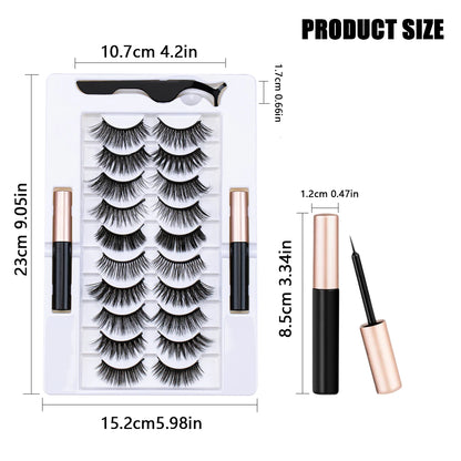 10Pairs Magnet False Eyelashes Reusable Magnetic Eyelashes With Eyeliner and Tweezers Natural Look Thick Fake Eyelashes makeup