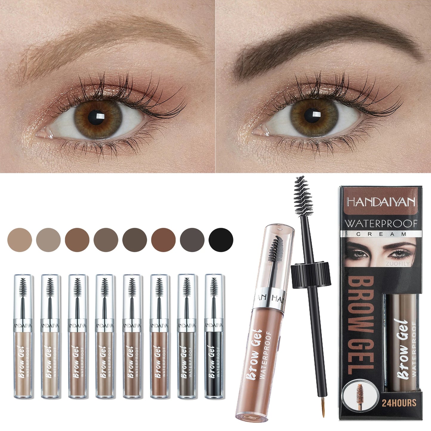 8 Color Liquid Eyebrow Cream Gel Waterproof Not easy to smudge Dyeing Eyebrow Tattoo Tint Double Head With Eyebrow Mascara Brush